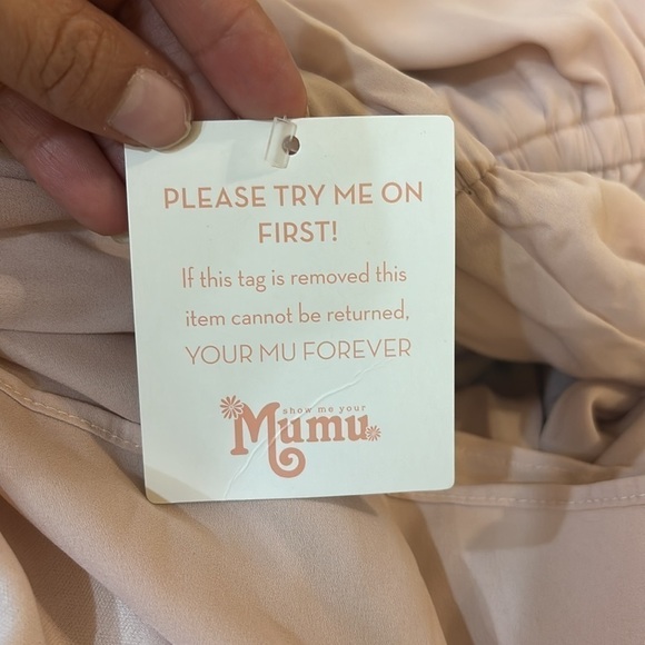 Show me your MUMU Emily Empire Maxi Dress in soft beige chiffon NWT Size Small - Picture 7 of 8